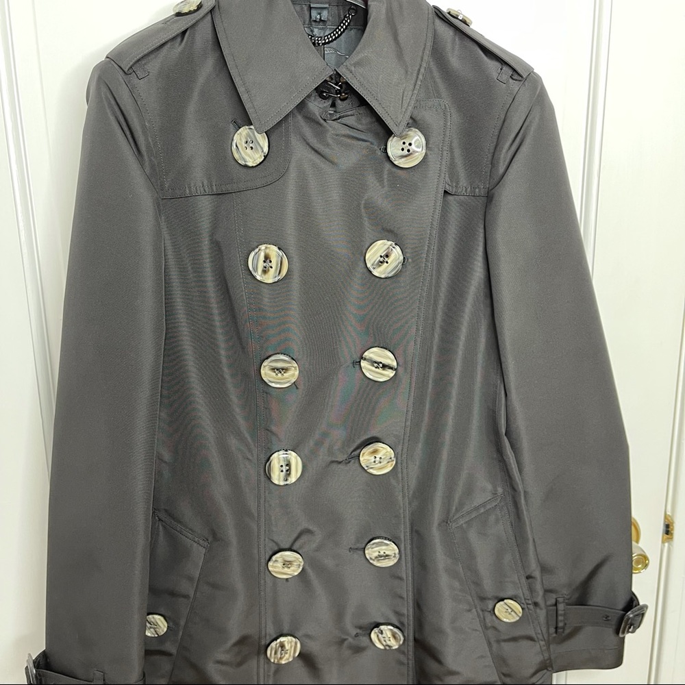 NWT Burberry Black Gabardine Trench Coat - Picture 14 of 15